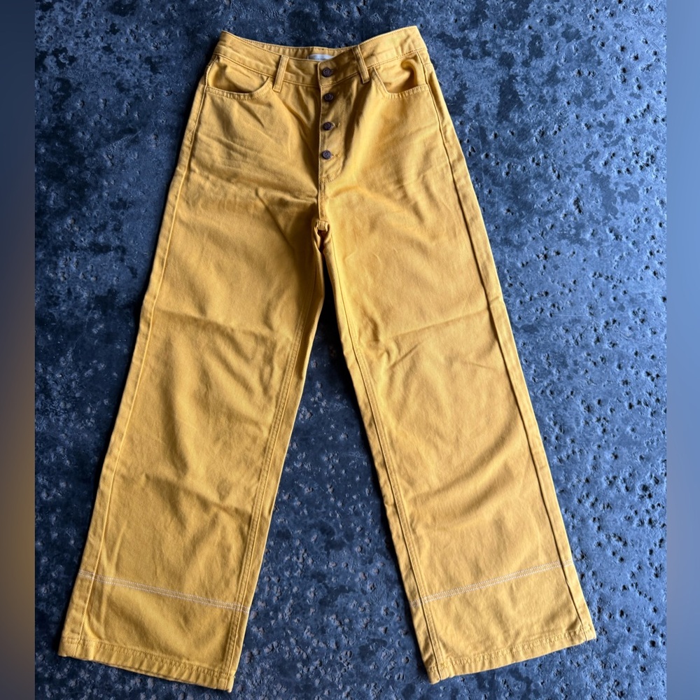 Vibrant Yellow Button-Fly Trousers